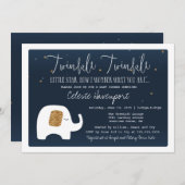 Twinkle Little Star Olifant Baby shower Invite Kaart (Voorkant / Achterkant)