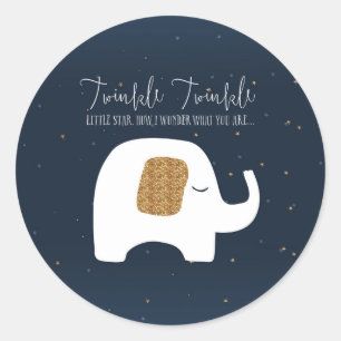 Twinkle Little Star Olifant Baby shower Stickers