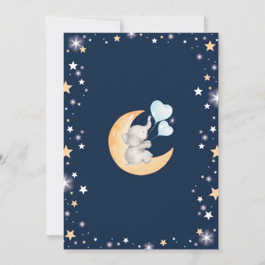Twinkle Little Star Olifant Maan Baby Shower Jonge Kaart (Achterkant)