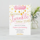 Twinkle Little Star ONE year Baby Girl Birthday Kaart (Staand voorkant)