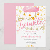 Twinkle Little Star ONE year Baby Girl Birthday Kaart (Voorkant / Achterkant)
