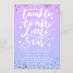 Twinkle Little Star Paars Blue Baby shower Kaart