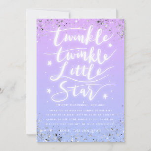 Twinkle Little Star Paars Blue Unisex Baby shower Bedankkaart