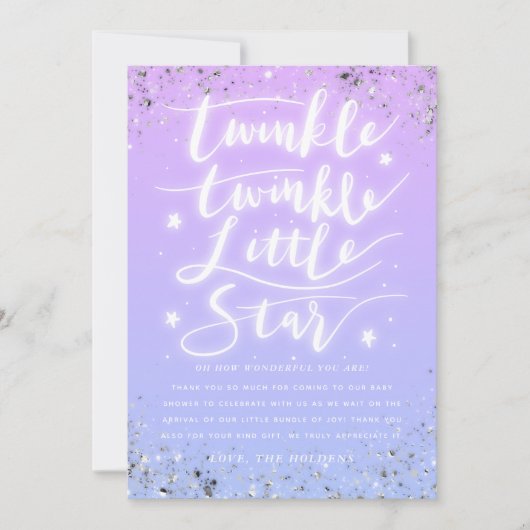 Twinkle Little Star Paars Blue Unisex Baby shower Bedankkaart (Voorkant)