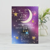 Twinkle Little Star Paarse Gold Moon Baby shower Kaart (Staand voorkant)