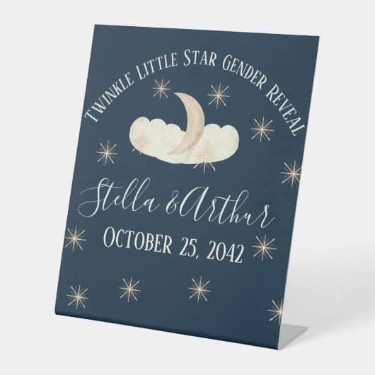 Twinkle Little Star Party - Celestial Geslacht Reclamebord Met Voetstuk (Voorkant)