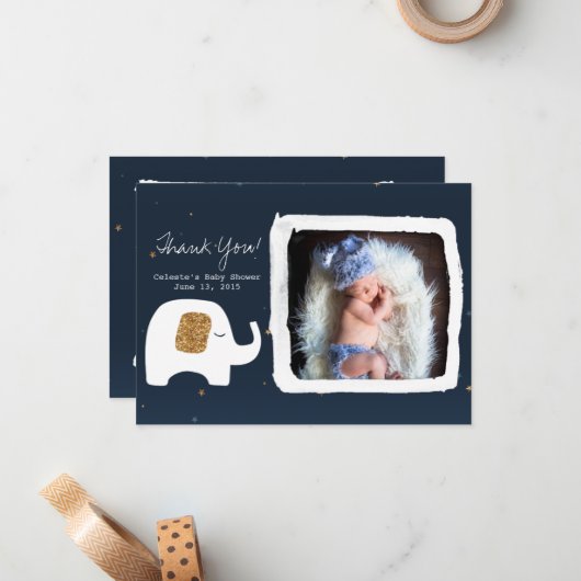 Twinkle Little Star Photo Baby shower Dank u Notitiekaartje (Voorkant / Achterkant in situ)