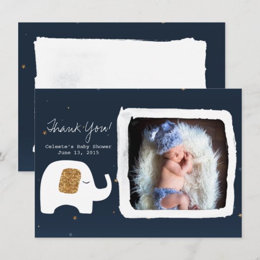 Twinkle Little Star Photo Baby shower Dank u Notitiekaartje (Voorkant / Achterkant)