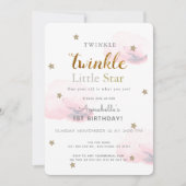 Twinkle Little Star Pink 1st Birthday Uitnodiging (Voorkant)
