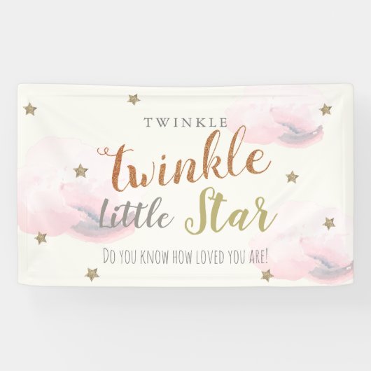 Twinkle Little Star Pink Baby shower Banner (Horizontaal)