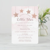 Twinkle Little Star Pink Baby shower Invitation Kaart (Staand voorkant)