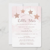 Twinkle Little Star Pink Baby shower Invitation Kaart (Voorkant)