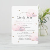 Twinkle Little Star Pink Baby shower Invitation Kaart (Staand voorkant)