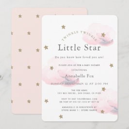 Twinkle Little Star Pink Baby shower Invitation Kaart