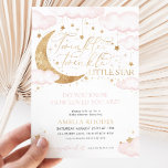 Twinkle Little Star Pink Baby shower Invitation Kaart<br><div class="desc">Twinkle,  Twinkle Little Star. Weet je hoe geliefd je bent? - Een schattige roze en faux gouden baby shower-uitnodiging met sterren,  maan en cloud design.</div>