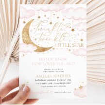 Twinkle Little Star Pink Baby shower Invitation