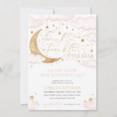 Twinkle Little Star Pink Baby shower Invitation Kaart (Voorkant)