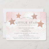 Twinkle Little Star Pink Baby shower Invitation Kaart (Voorkant)
