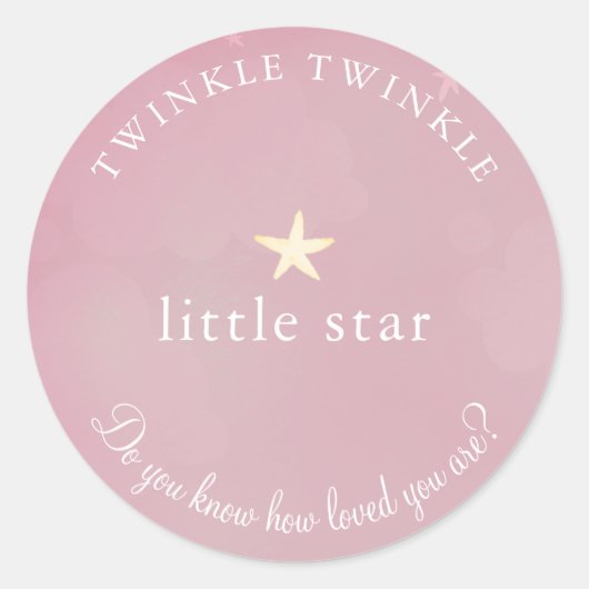 Twinkle Little Star Pink Baby shower Ronde Sticker (Voorkant)