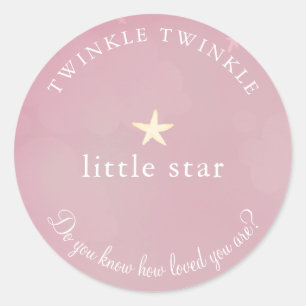 Twinkle Little Star Pink Baby shower Ronde Sticker