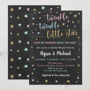 Twinkle Little Star Pink Blue Gold Genderonthullin Kaart