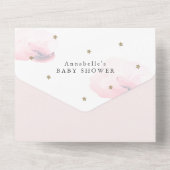 Twinkle Little Star Pink Book Baby shower All In One Uitnodiging (Achterkant)