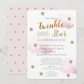 Twinkle Little Star Pink Cloud Baby shower per pos Kaart (Voorkant / Achterkant)