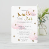 Twinkle Little Star Pink Cloud Baby shower per pos Kaart (Staand voorkant)