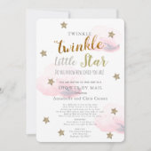 Twinkle Little Star Pink Cloud Baby shower per pos Kaart (Voorkant)