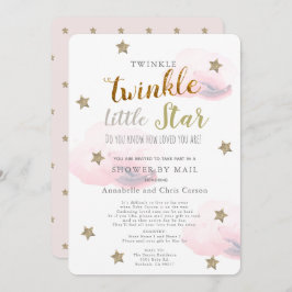 Twinkle Little Star Pink Cloud Baby shower per pos Kaart