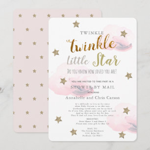 Twinkle Little Star Pink Cloud Baby shower per pos Kaart