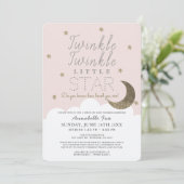 Twinkle Little Star Pink Drive-by-Baby shower Kaart (Staand voorkant)