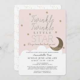 Twinkle Little Star Pink Drive-by-Baby shower Kaart