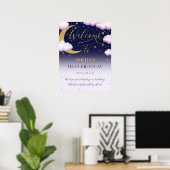 Twinkle Little Star Pink Eerste Verjaardag Welkom Poster (Thuiskantoor)