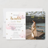 Twinkle Little Star Pink Foto Baby shower Kaart (Voorkant)