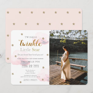 Twinkle Little Star Pink Foto Baby shower Kaart