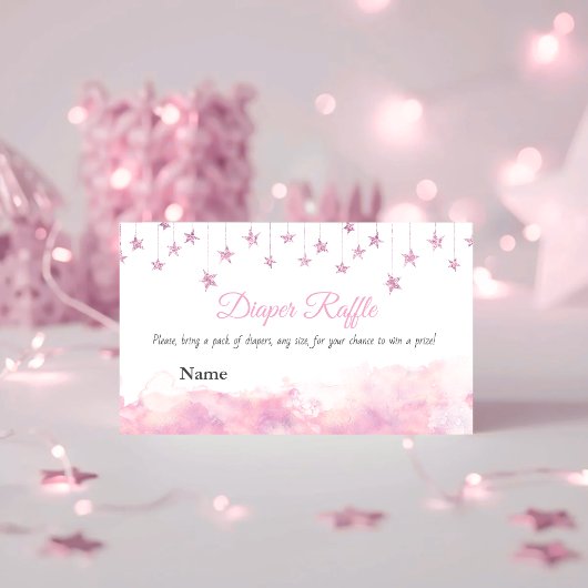 Twinkle Little Star Pink Girl Baby Shower Diaper Informatiekaartje