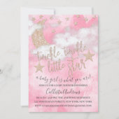 Twinkle Little Star Pink Glitter Girl Baby shower Kaart (Voorkant)