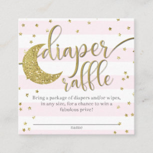 Twinkle Little Star Pink Gold Diaper Raffle Informatiekaartje