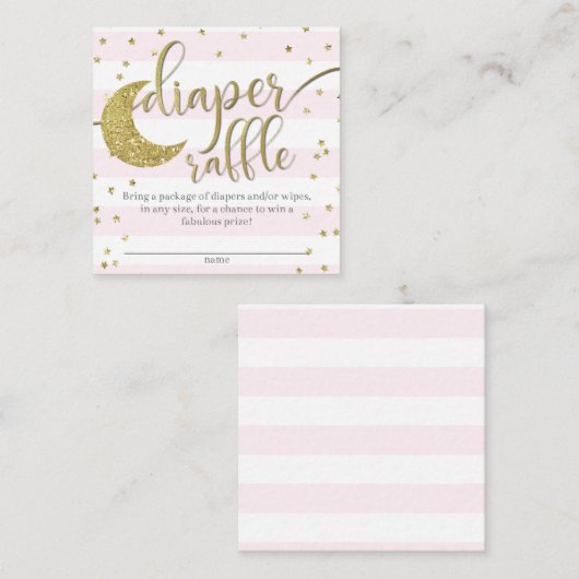 Twinkle Little Star Pink Gold Diaper Raffle Informatiekaartje (Voorkant / Achterkant)