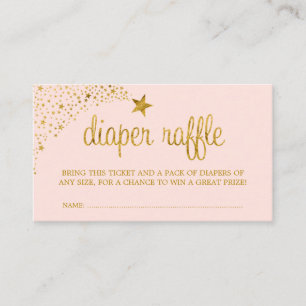 Twinkle Little Star Pink Gold Diaper Raffle Ticket Informatiekaartje