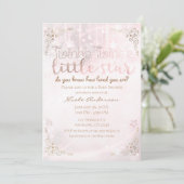 Twinkle Little Star Pink Gold Sparkle Baby shower Kaart (Staand voorkant)