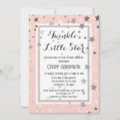 Twinkle Little Star Pink Silver Stars Baby shower Kaart (Voorkant)