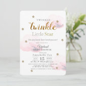 Twinkle Little Star Pink Virtual Baby shower Kaart (Staand voorkant)