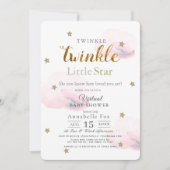 Twinkle Little Star Pink Virtual Baby shower Kaart (Voorkant)