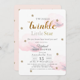 Twinkle Little Star Pink Virtual Baby shower Kaart