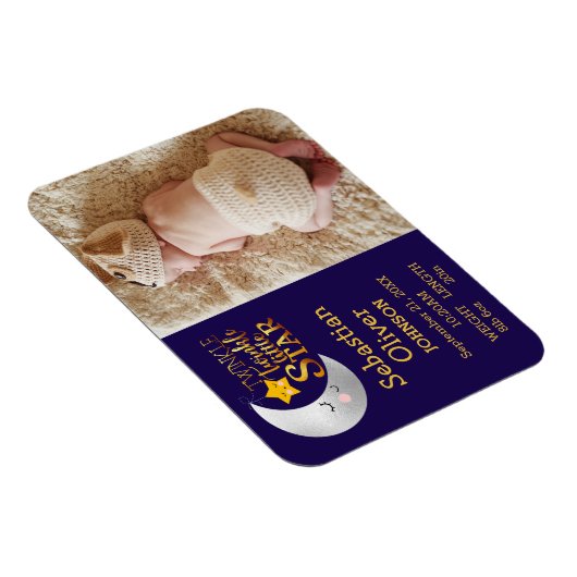 Twinkle Little Star Print Foto geboorteaankondigin Magneet (Rechterzijde)