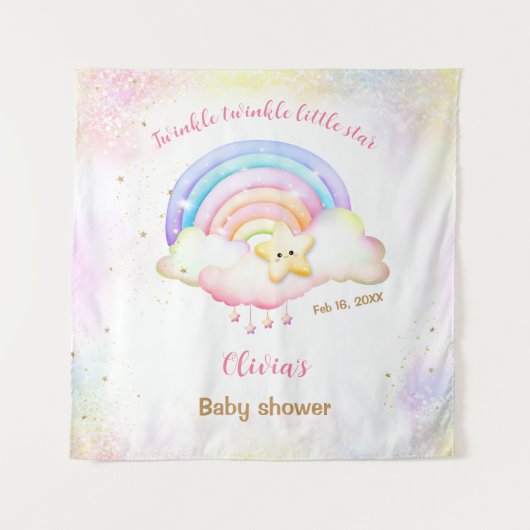 Twinkle Little Star Rainbow Baby shower Achtergron Wandkleed (Voorkant)