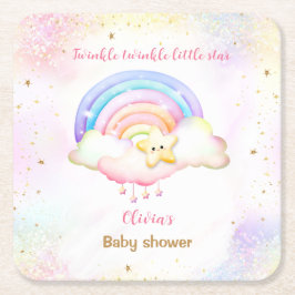 Twinkle Little Star Rainbow Girl Baby shower Kartonnen Onderzetters