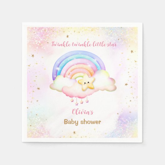 Twinkle Little Star Rainbow Girl Baby shower Servet (Voorkant)